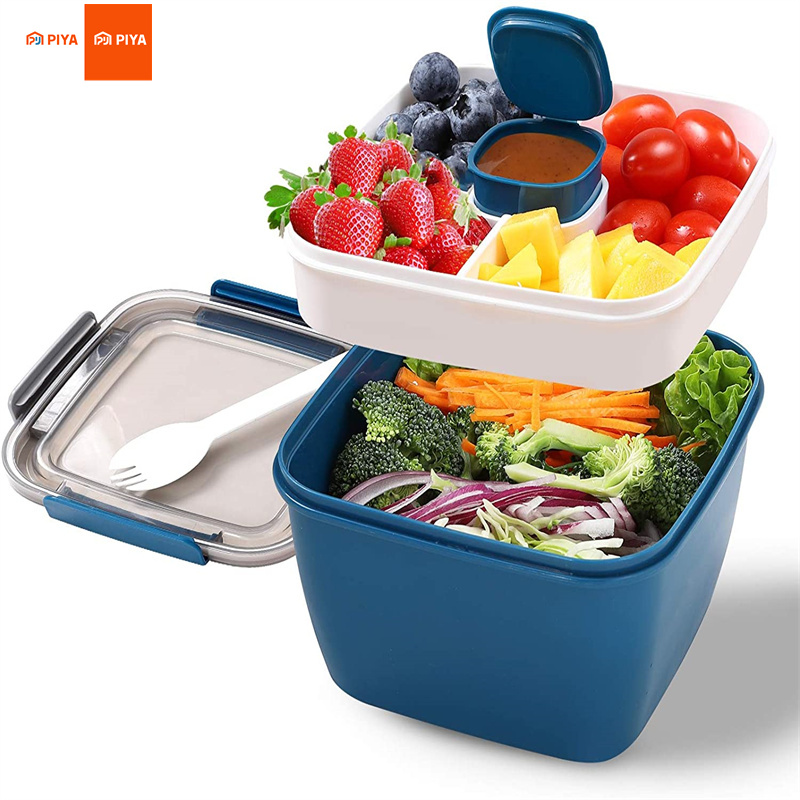Food Xxl - サラダ用の2つのコンパートメントを備えたポータブル弁当弁当容器