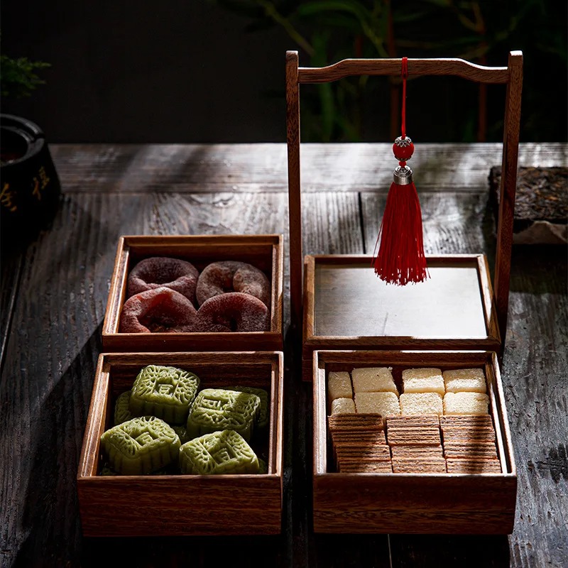 Snacks Food Gift Baskets - ミニマリスト多層スタッカブルフードボックス、重ねて使えるスナックトレイ、結婚祝い収納ボックス、高級茶点サービング容器
