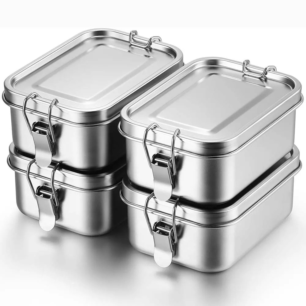 Food Snacks Wholesale - ステンレススチール弁当箱金属弁当箱食品保存容器ロック可能なクリップ付きランチスナックボックス仕事、学校用
