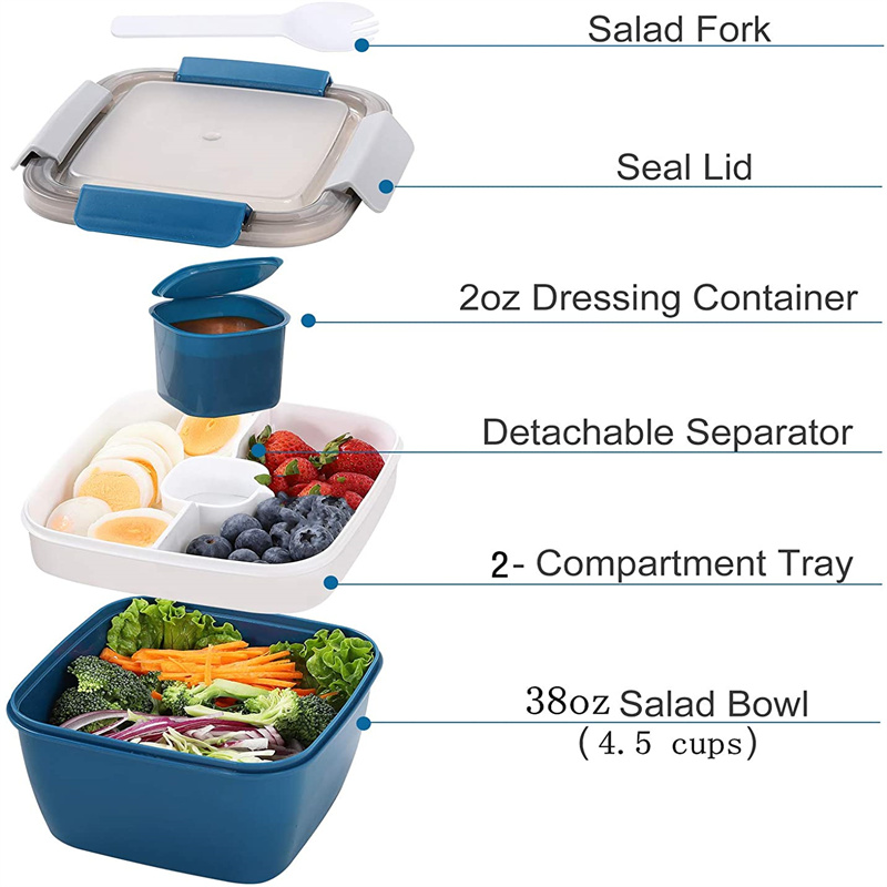 サラダ用の2つのコンパートメントを備えたポータブル弁当弁当容 - Food Xxl のレビューと価格