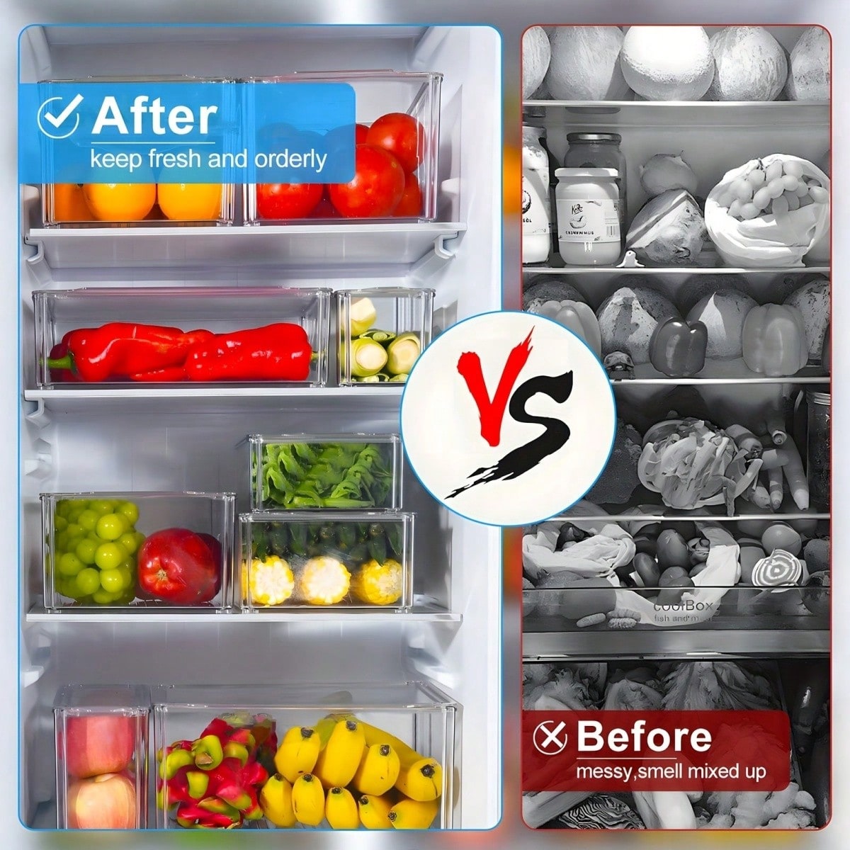 7個/14個セットの積み重ね可能な冷蔵庫用収納ボックス（蓋付 - Snacks Food Usa のレビューと価格