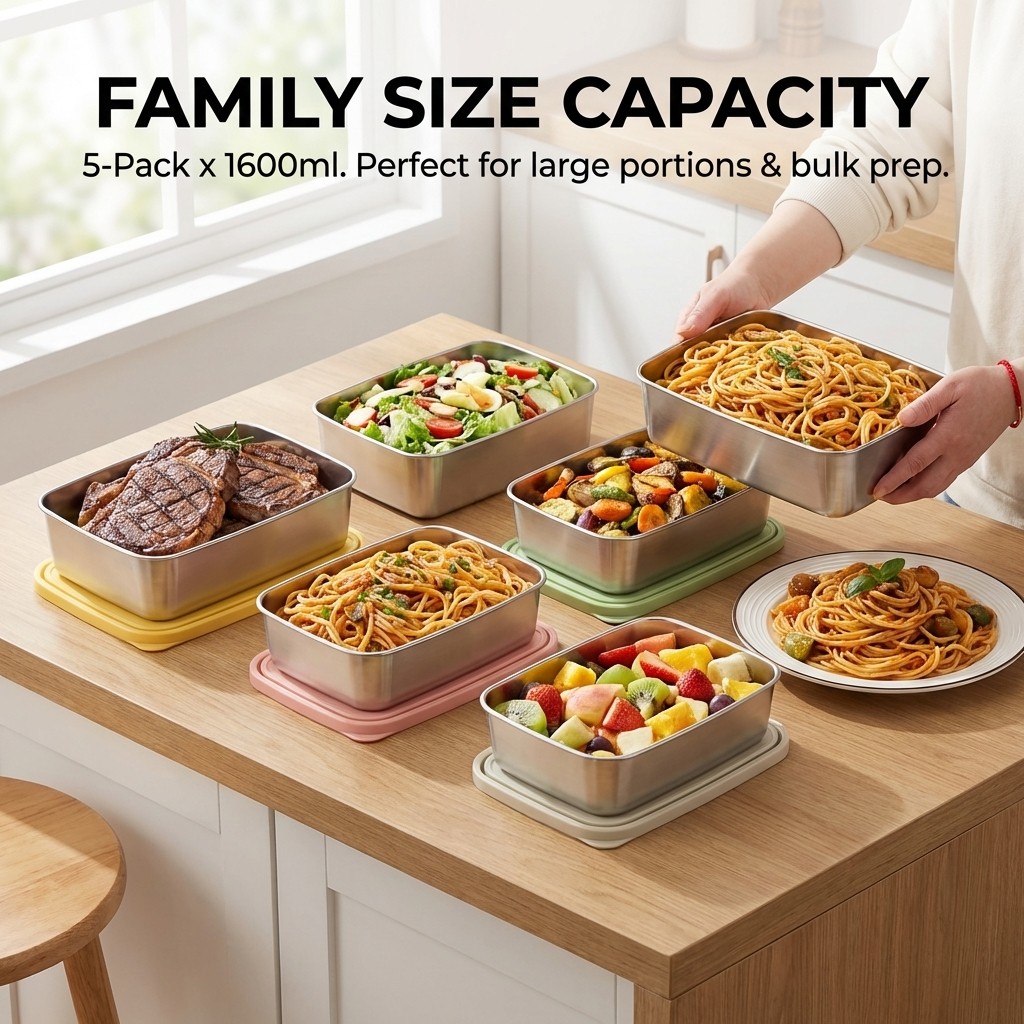 大容量フードコンテナ 蓋付き 再利用可能 密閉型鮮度保持ボッ - Food Xxl のレビューと価格
