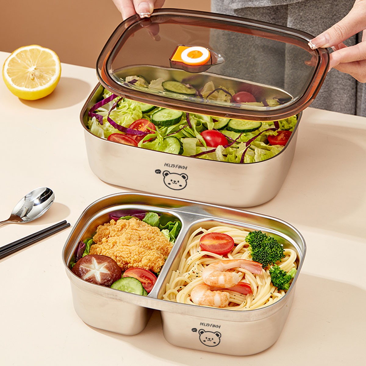 ポータブル 304 ステンレス鋼弁当箱電子レンジ加熱可能大容 - Food Xxl のレビューと価格