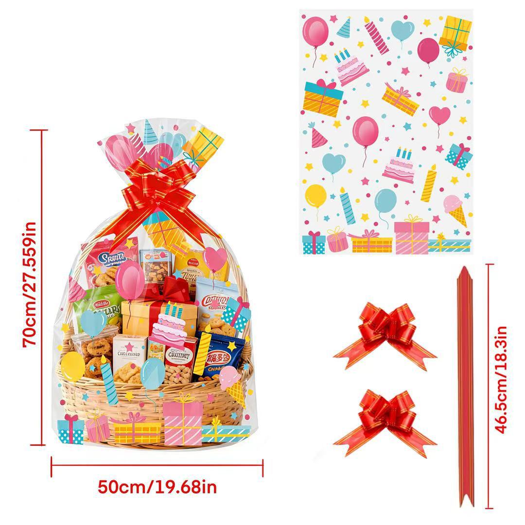 20枚入り 誕生日プリント クリアOPPギフトバスケットバッ - Snacks Food Gift Baskets のレビューと価格