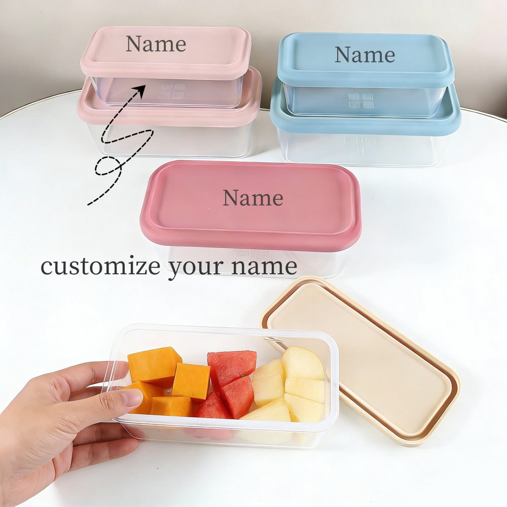 500ml 900ml 名入れ可能 シリコン蓋付き食品保存容 - Food Snacks Name のレビューと価格