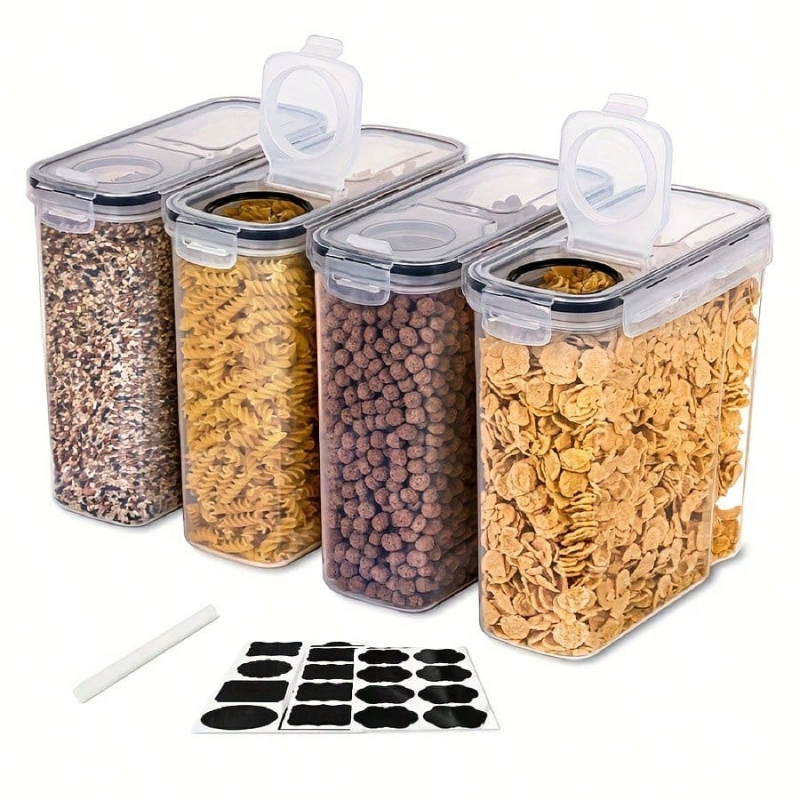 4個セット 密閉シリアル・乾燥食品保存容器 キッチンパントリ - Dry Food Snacks のレビューと価格