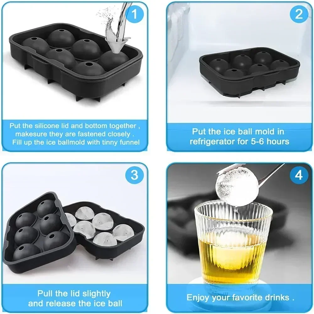 6個取りの氷球型、食品グレードシリコン製、BPAフリー、漏れ - Food Xxl のレビューと価格
