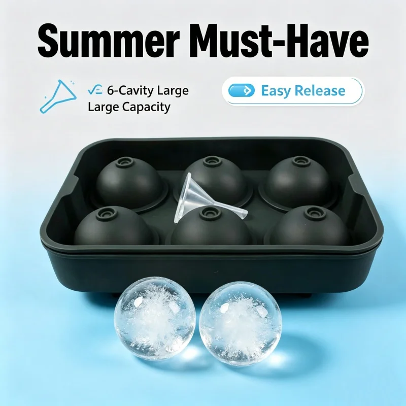 6個取りの氷球型、食品グレードシリコン製、BPAフリー、漏れ - Food Xxl のレビューと価格