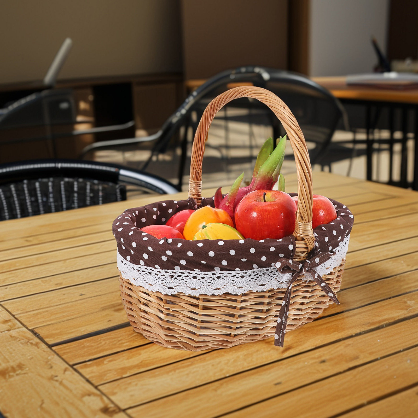 手作りの籐製収納バスケット、リネン裏地付きフルーツバスケット - Snacks Food Gift Baskets のレビューと価格