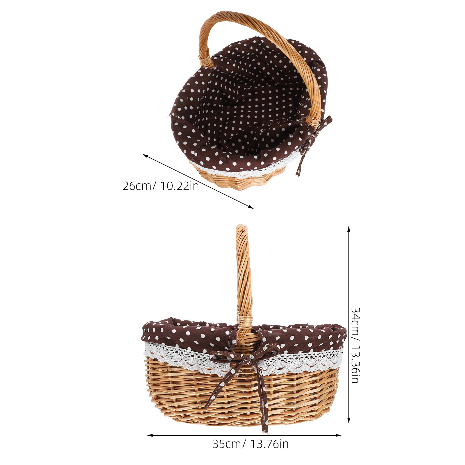 手作りの籐製収納バスケット、リネン裏地付きフルーツバスケット - Snacks Food Gift Baskets のレビューと価格