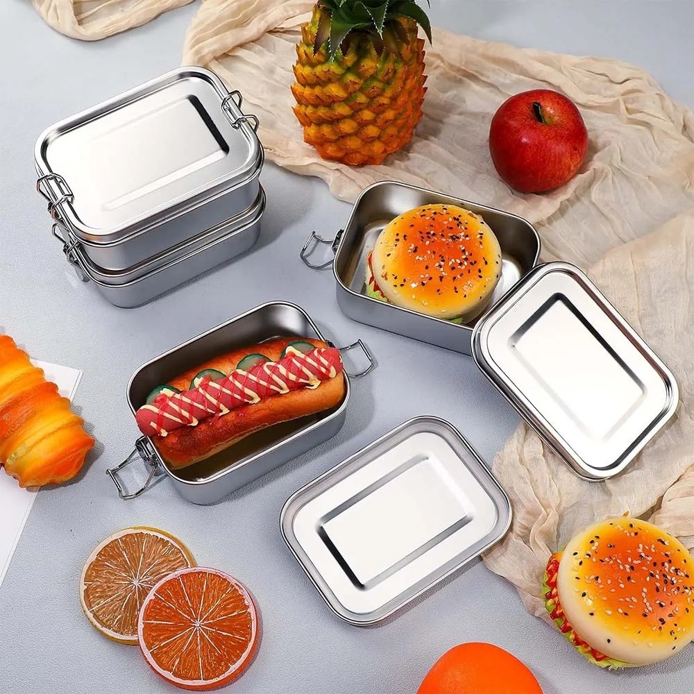 ステンレススチール弁当箱金属弁当箱食品保存容器ロック可能なク - Food Snacks Wholesale のレビューと価格